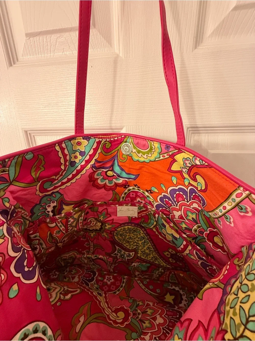 Vera Bradley Pink, Green and White Quilted Tote